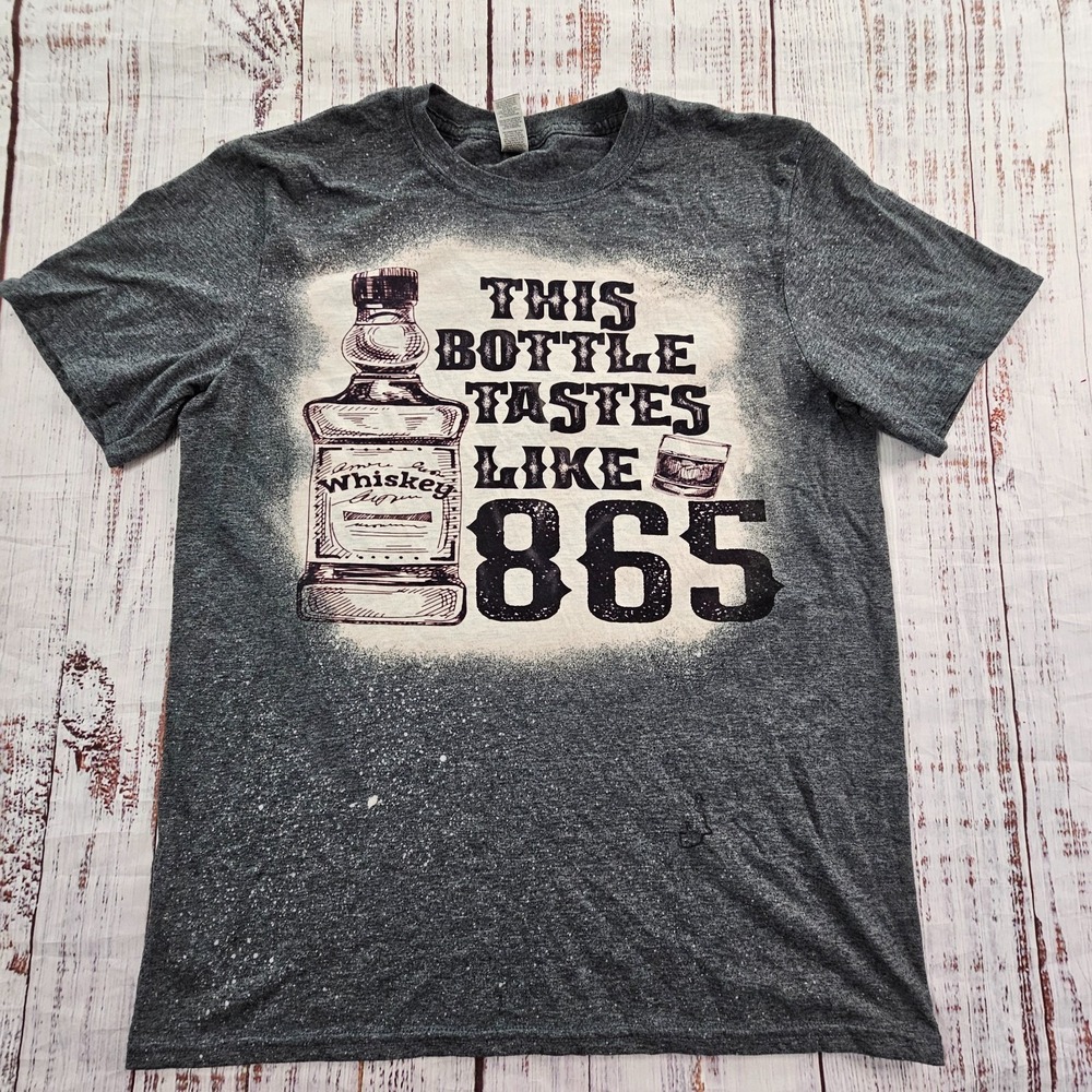 Bottle Tastes‎ Like 865 Whiskey Gray Short Sleeve Cotton Blend T-Shirt Men's M